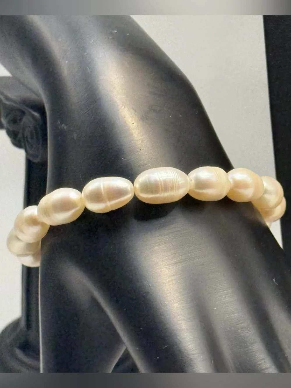 Vintage Authentic White Baroque Pearl Necklace Bracelet Set Genuine Freshwater